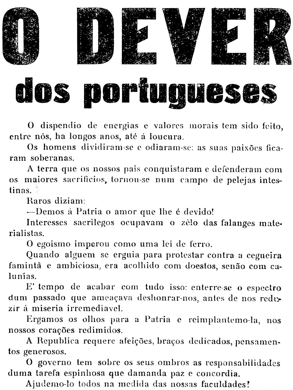 O dever dos portuguses