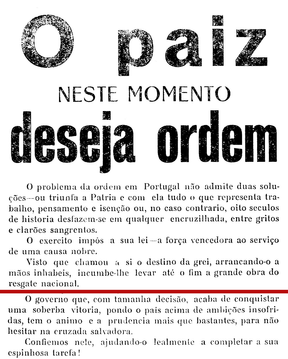 O país deseja ordem, 12 de fevereiro de 1927
