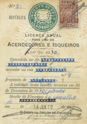 Licença anual para uso de acendedores e isqueiros (frente)
