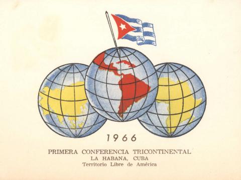Cartaz com logotipo da Conferência Tricontinental, Havana, 1-13 de janeiro de 1966