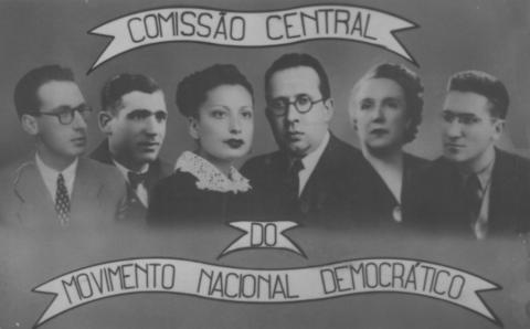 Comissão Central do MND - Movimento Nacional Democrático: António Areosa Feio, Albertino Macedo Virgínia Moura, Ruy Luís Gomes, Maria Lamas e José Morgado
